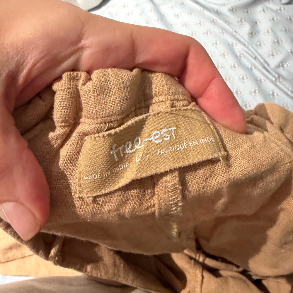 Tan Linen Free People Pants